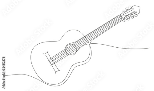 disegno a singola linea continua di chitarra classica