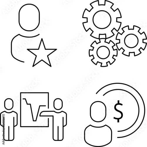 set mechanism person with star report strategy person with dollar line