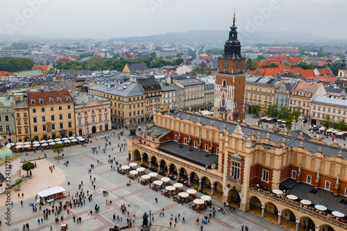 Австрия, город Краков. Вид сверху из башни на старой площади. Исторический центр города Краков.
