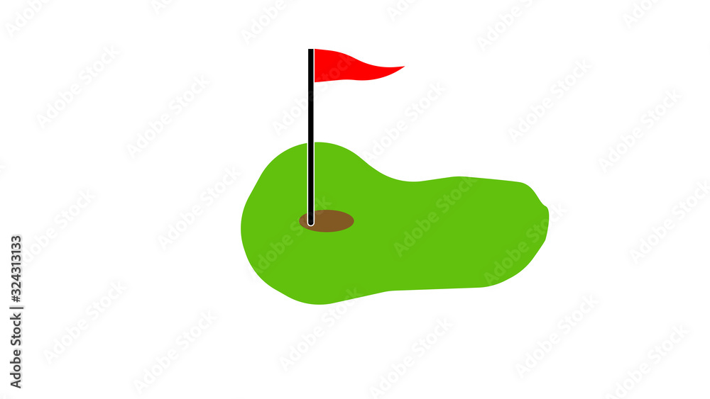 Golf background. Golf course with a hole and a flag Golf background. Golf course with a hole and a flag