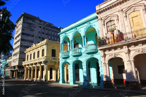 Colorful views, architecture, buildings, ocean, in Havana, Cuba
