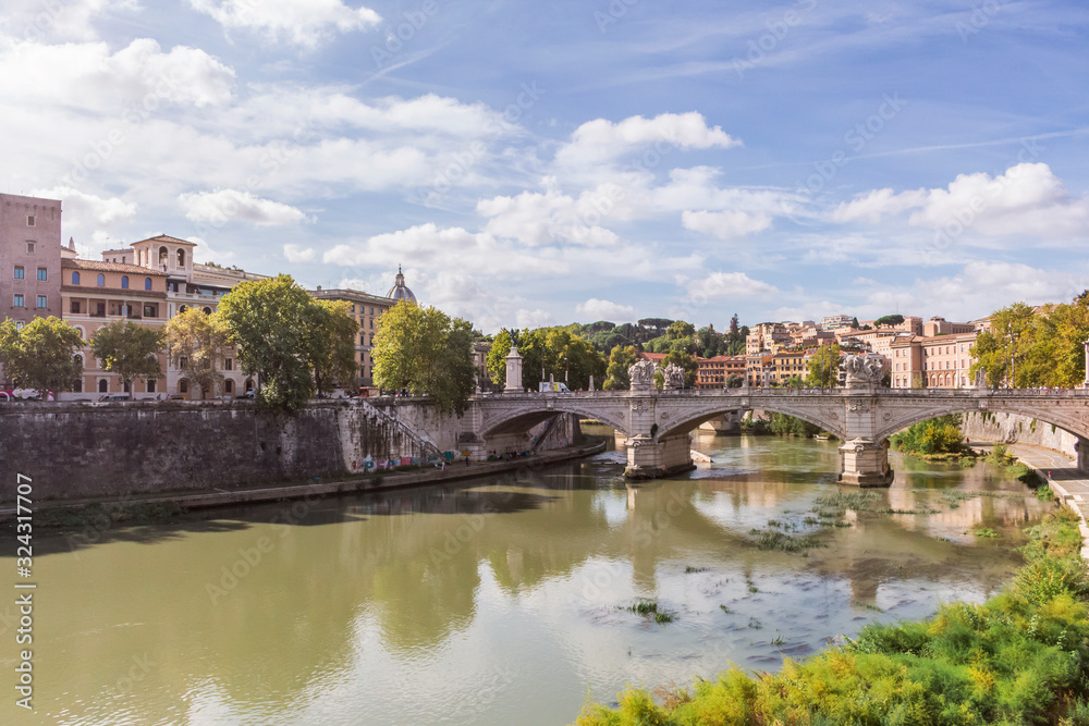 Italy, Rome,†Ponte†Vittorio†Emanuele†II on sunny day Italy, Rome,†Ponte†Vittorio†Emanuele†II on sunny day