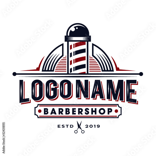 barber hipster logo in victorian style , Vintage retro classic barbershop logo VECTOR