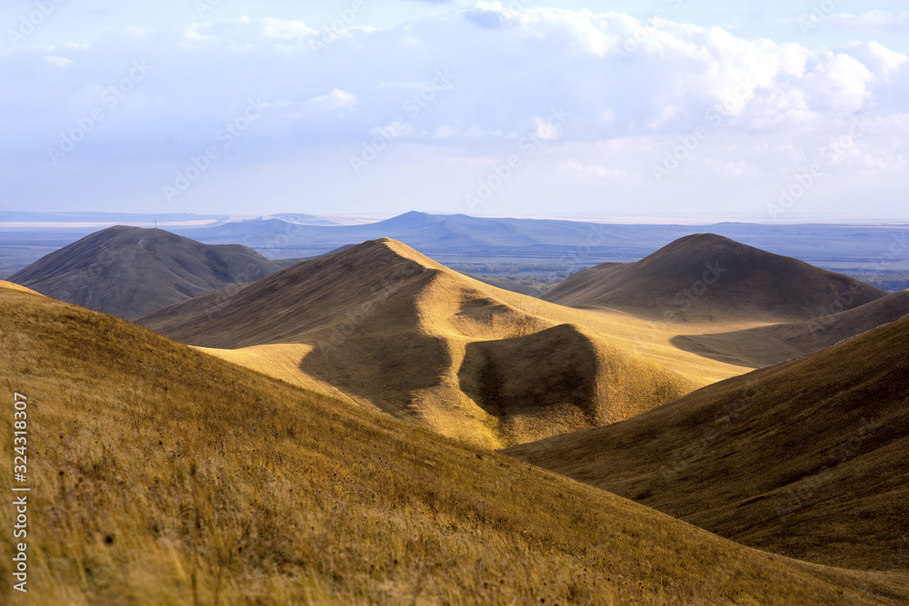 Steppe hills in the fall, Ural mountains Steppe hills in the fall, Ural mountains