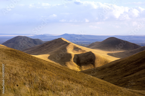 Steppe hills in the fall  Ural mountains