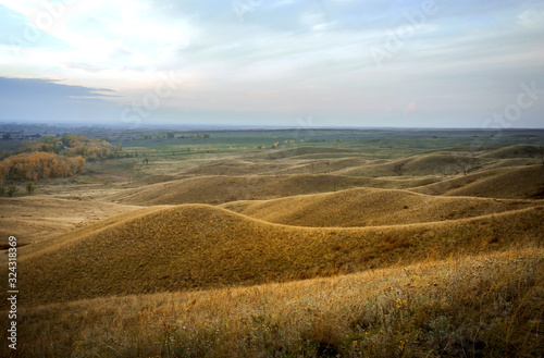 Steppe hills in the fall  Ural mountains