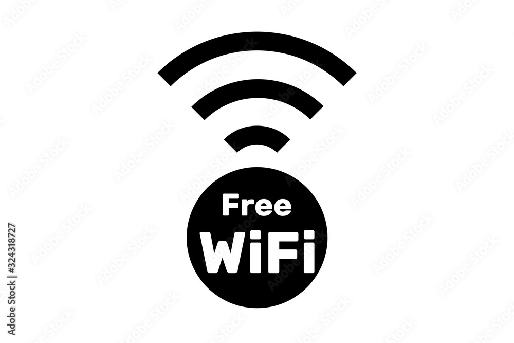Free Wireless WiFi logo isolated on white Free Wireless WiFi logo isolated on white