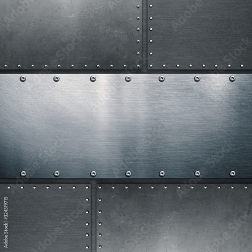 Metal plate riveted background