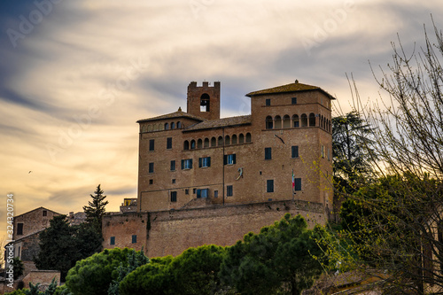 The medieval village of Longiano in the Emilia Romagna hills near Cesena in Italy, Europe.