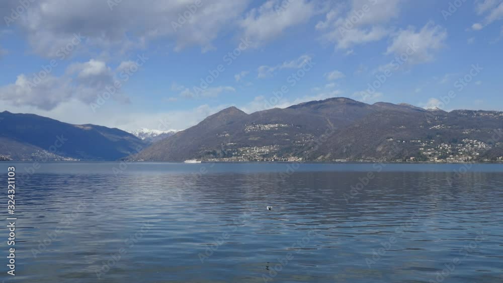 Landscape of Lake Maggiore with boat Landscape of Lake Maggiore with boat