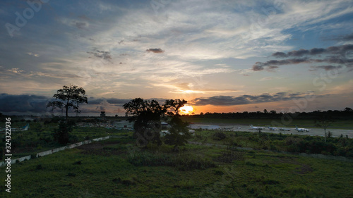 Sunset over Malabo airport