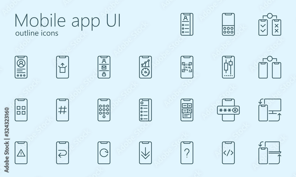 Mobile app UI iconset