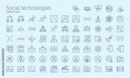 Social technologies outline iconset