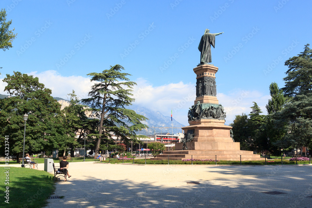 Monument statue of Dante Alighieri in Trento, Italy