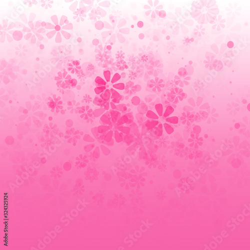 It's spring time! Pink blurry flowers with white bokeh effect on a gently pink background. Illustration.