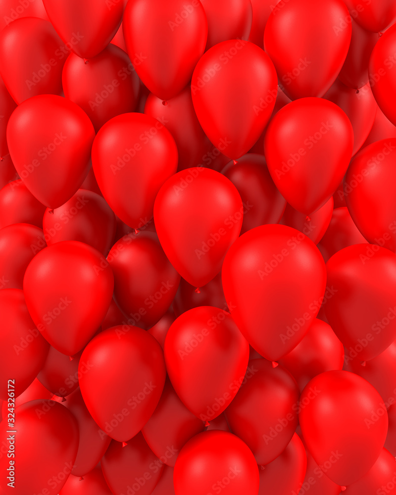 red color balloons 3d illustration