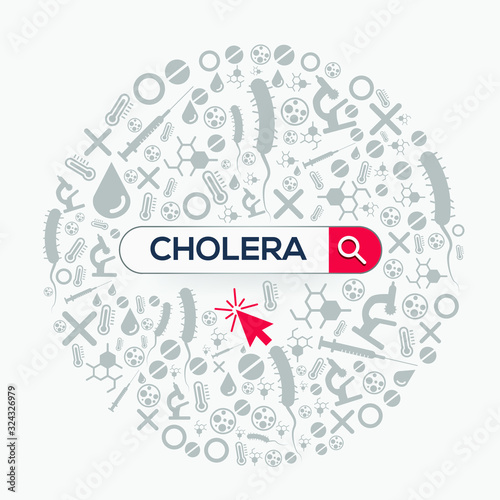  cholera  Word written in search bar Vector illustration .