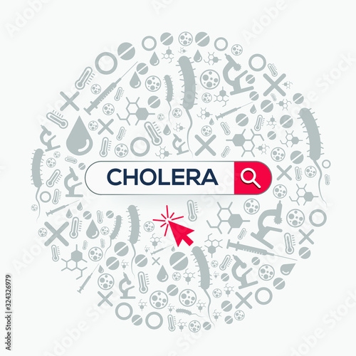 (cholera) Word written in search bar,Vector illustration .