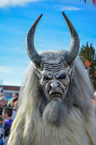 demon mask on the carneval procession in Talheim 2020