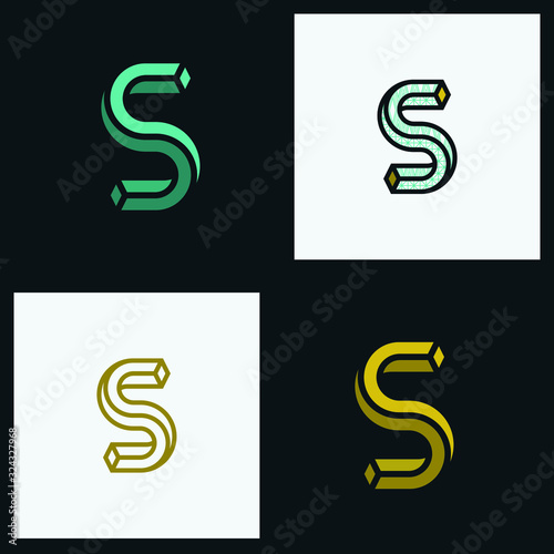 Set of S letter with geometric 3d for your business logo or prints. (ID: 324327968)