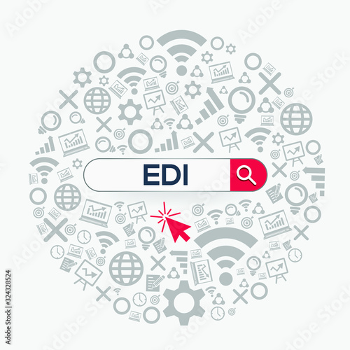 EDI mean (electronic data interchange) Word written in search bar,Vector illustration.