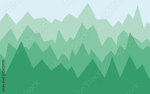 Emerald Mountain landscape, nature, outdoor, simple art, hiking in the green mountains, summer © Alisa
