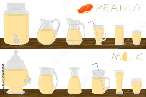 Illustration on theme big kit different types glassware