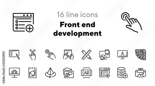 Front end development line icon set. Software, design, interface. Creativity concept. Can be used for topics like technology, education, occupation