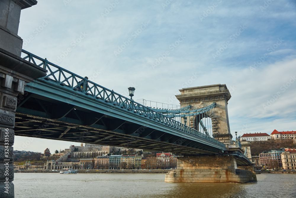 Naklejka premium old bridge over the Danube in Budapest