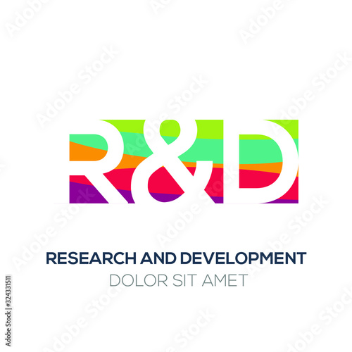 Creative colorful logo , R&D mean (research and development) .