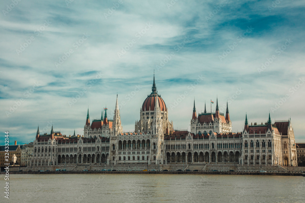 Budapest Parliament Building against the sky Budapest Parliament Building against the sky