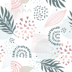Sierkussen Tropische bladerprint patronen Tropisch dessin met gouden bladnerven  © Tolchik