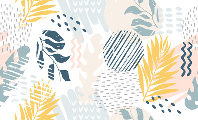 Sierkussen Tropische bladerprint patronen Exotisch jungle dessin met goudtoetsen  © Tolchik