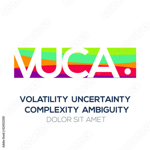 Creative colorful logo , VUCA mean (volatility uncertainty complexity ambiguity)) .