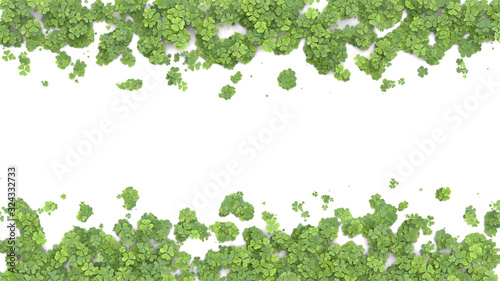 Green clover covering the screen. 3D rendering.