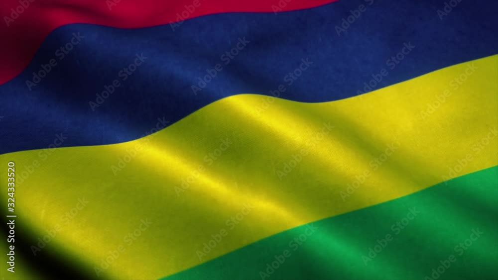 Mauritius flag waving in the wind. National flag of Mauritius. Sign of Mauritius seamless loop animation. 4K Mauritius flag waving in the wind. National flag of Mauritius. Sign of Mauritius seamless loop animation. 4K