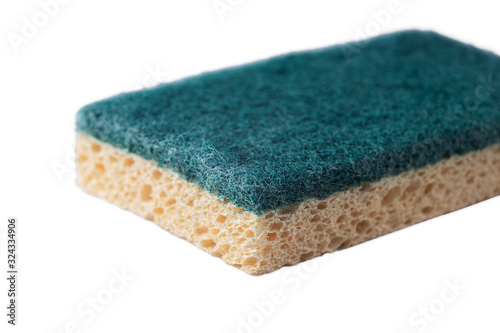household sponge for washing dishes on a white background