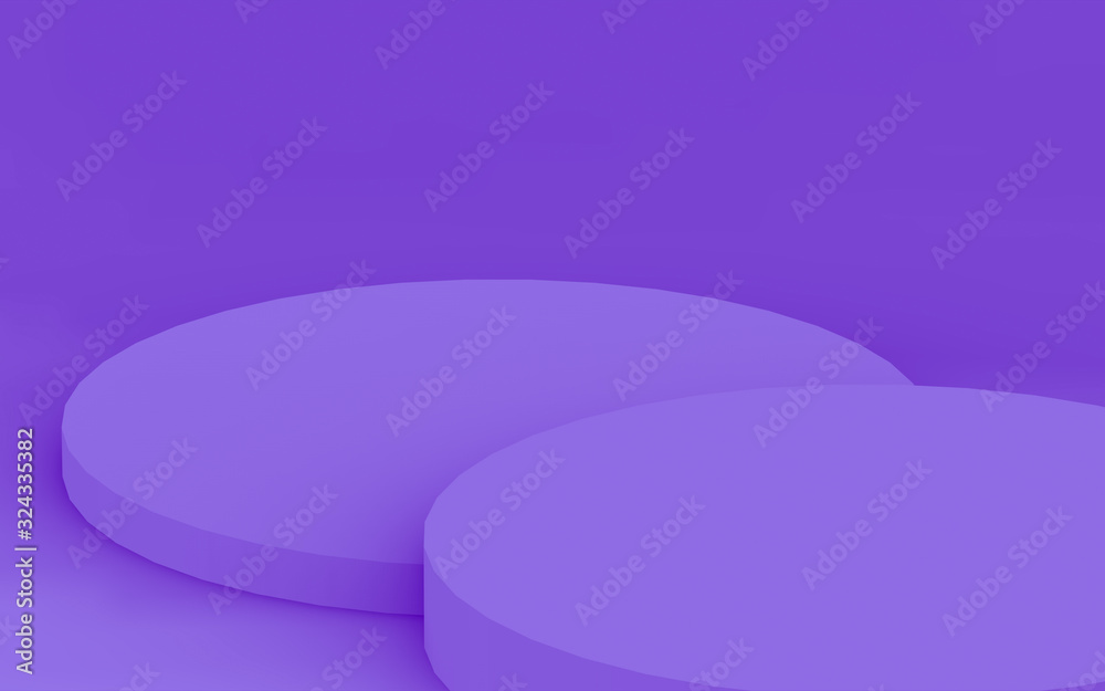Fototapeta premium 3d purple violet cylinder podium minimal studio background. Abstract 3d geometric shape object illustration render. Display for cosmetic perfume fashion product.
