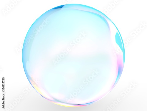 3d pink blue ball crystal gradient colors isolated on white background. Abstract bubble glossy pastel 3d geometric shape object illustration render. 