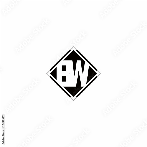 Free Download Monogram logo design with diamond square shape - GFXLoad