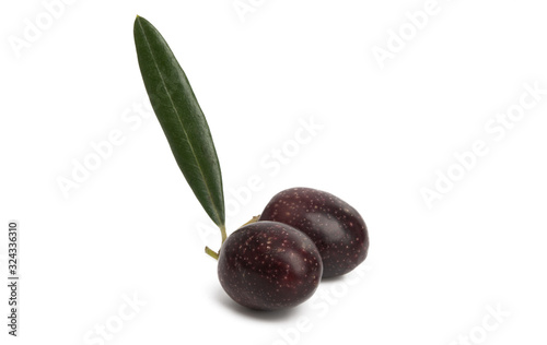 black olives with leaf isolated
