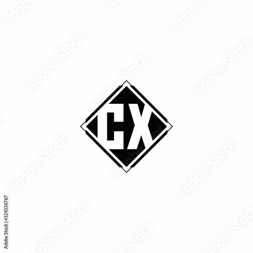 Free Download Monogram logo design with diamond square shape - GFXLoad
