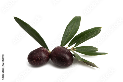 black olives with leaf isolated