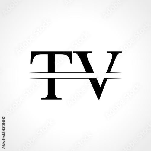 Initial Letter TV Logo Design Vector Template. Linked Typography TV Letter Logo Design