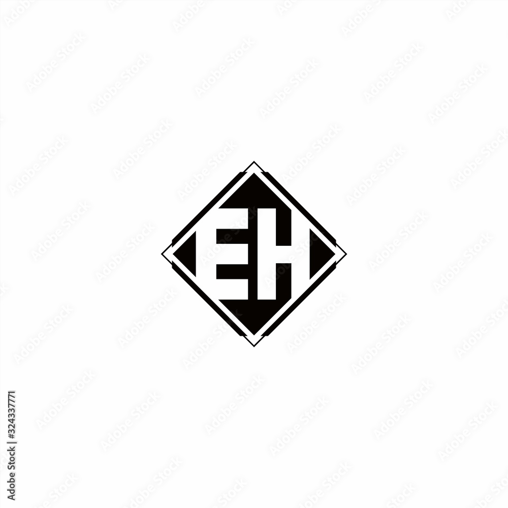 Monogram logo design with diamond square shape Monogram logo design with diamond square shape