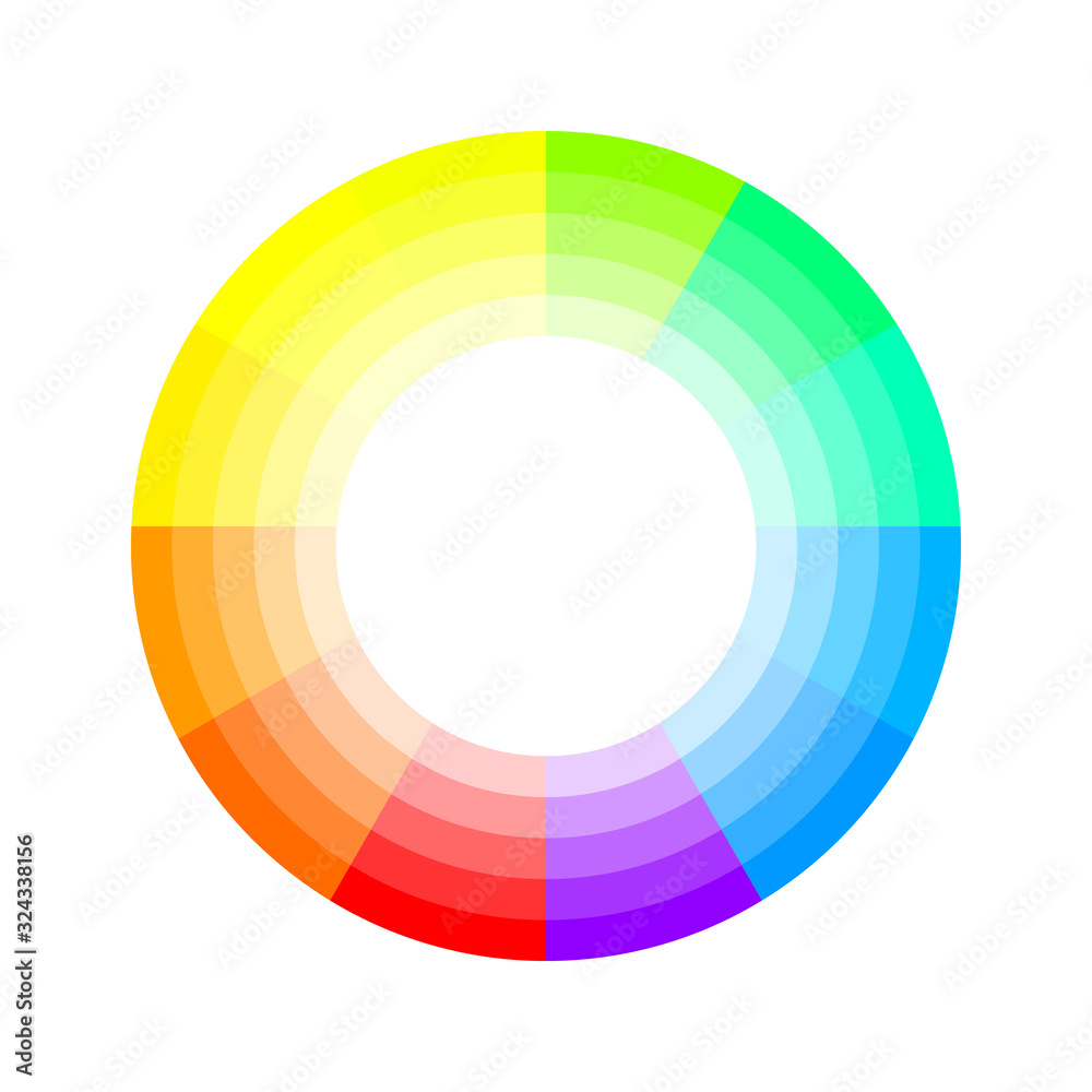 Fototapeta premium Color Wheel, Flat Vector Icon for Drawing, contrasting color, painting Apps and Websites isolated on the white background