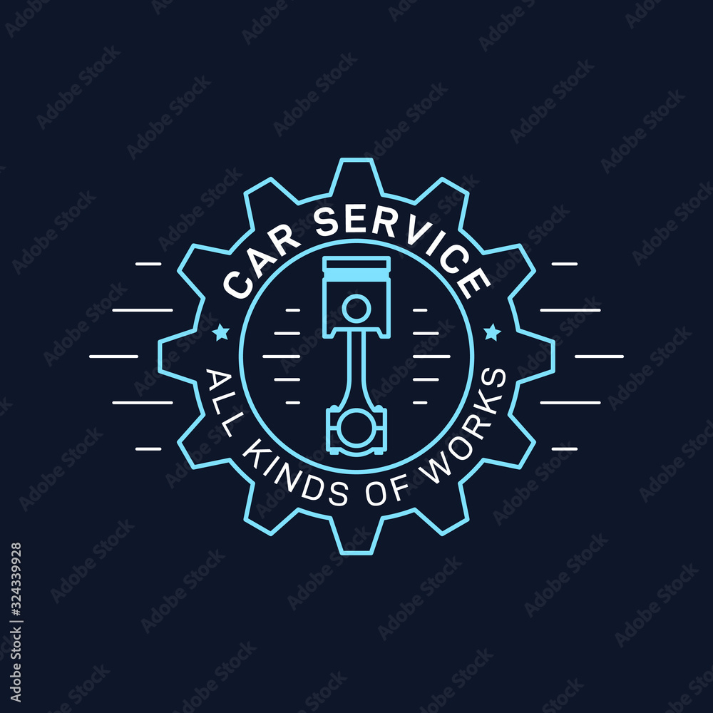 Fototapeta premium Car service and repair badge design, stock vector