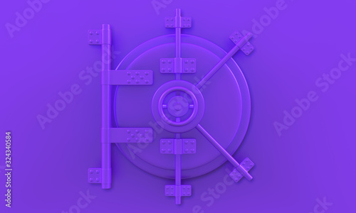 purple bank safe 3d illustration