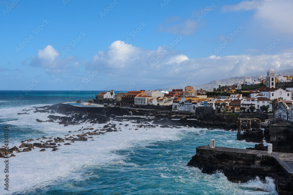 beautiful panoramic view of a cozy Garachico town, Tenerife, Canary Islands, Spain