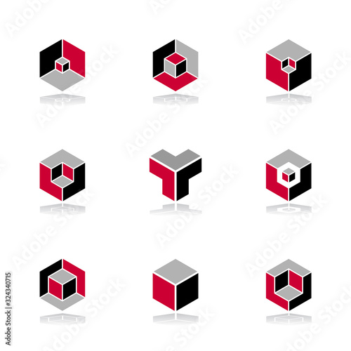 Isometric design elements. Abstract 3D icons.